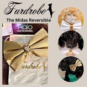 Furdrobe Midas Collection Gold & Cream Reversible Bow.